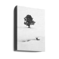 Solitary Winter Tree by Marc Pelissier | Minimalist Snow Landscape, Large Canvas Wall Art Print | Artsy Earth