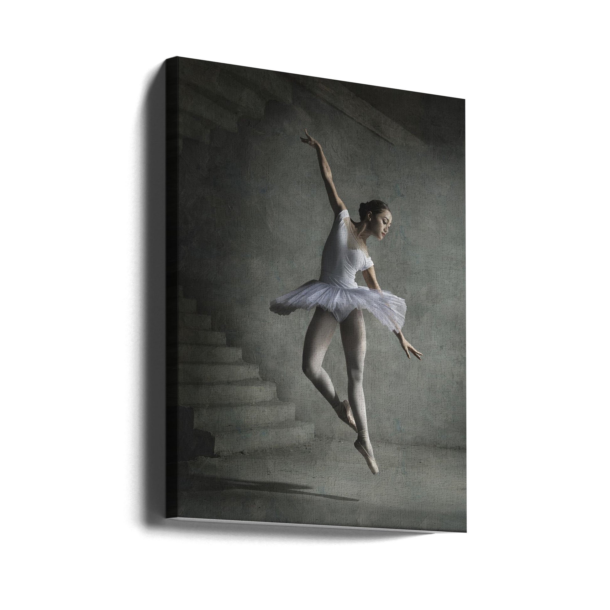 Ballet Staircase Dance by Sebastian Kisworo | Asian Ballerina Performance, Large Canvas Wall Art Print | Artsy Earth