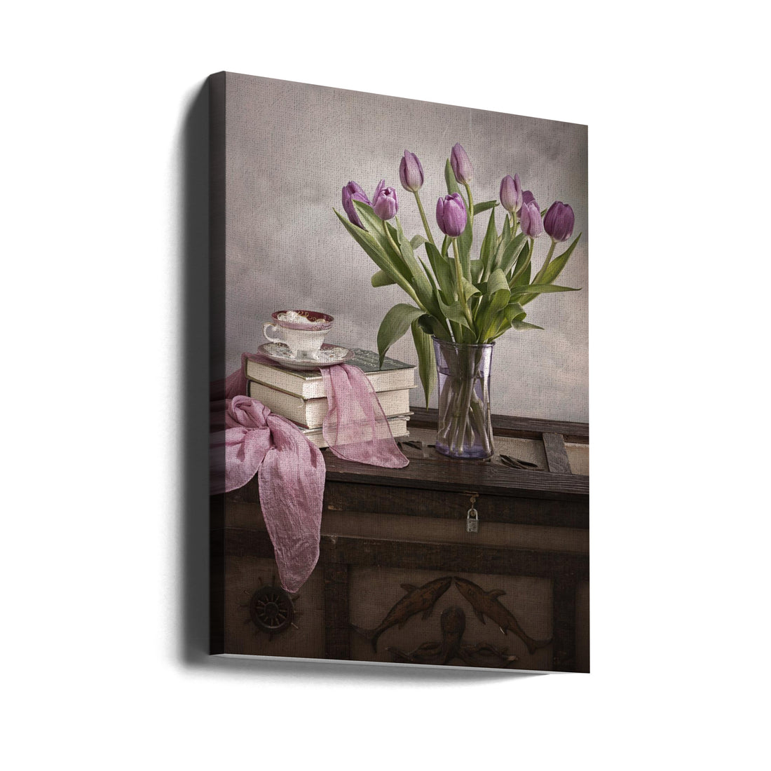 Purple Tulip Still Life by Lydia Jacobs | Floral Botanical Art, Large Canvas Wall Art Print | Artsy Earth