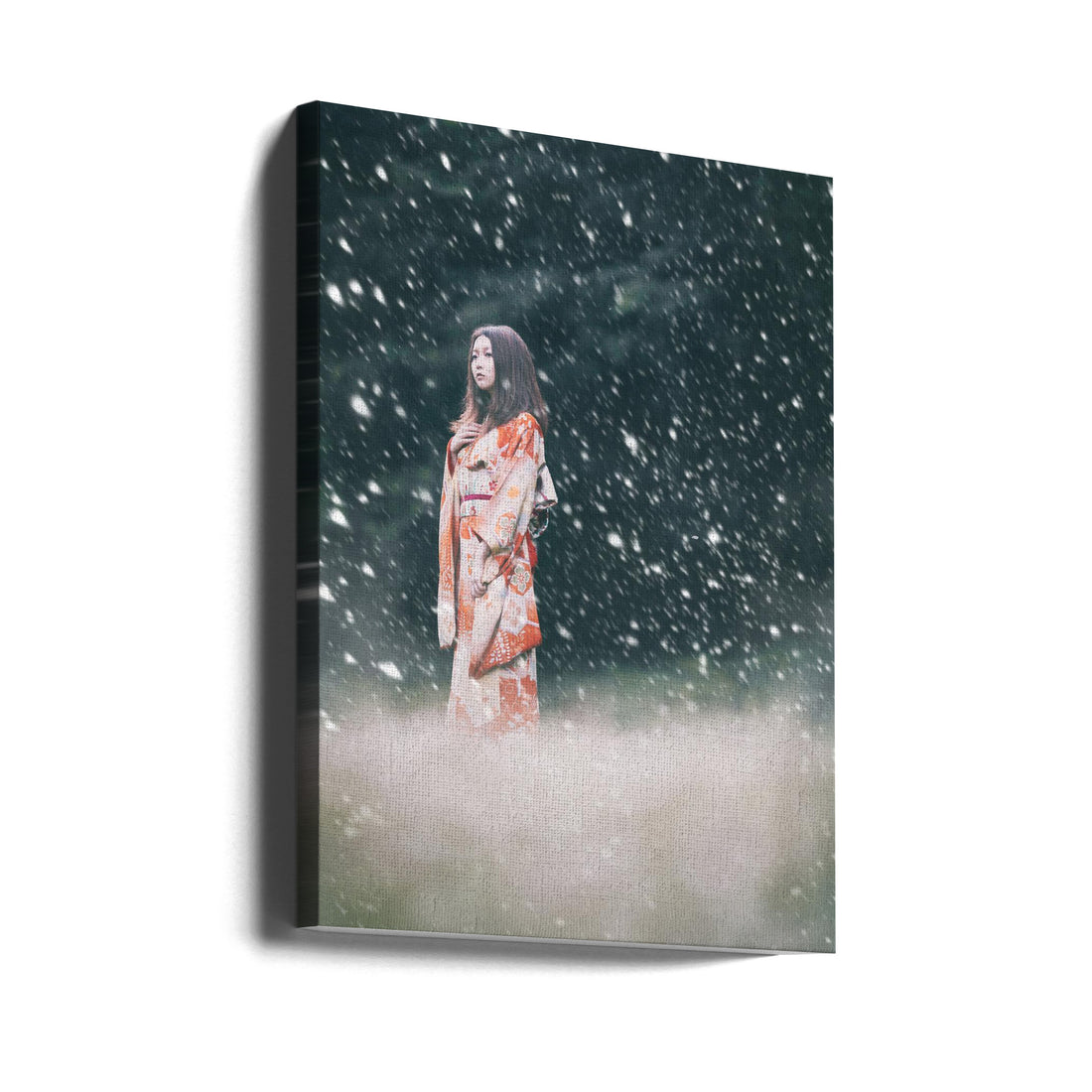 Princess in the Snow by Daisuke Kiyota | Japanese Winter Portrait, Large Canvas Wall Art Print | Artsy Earth