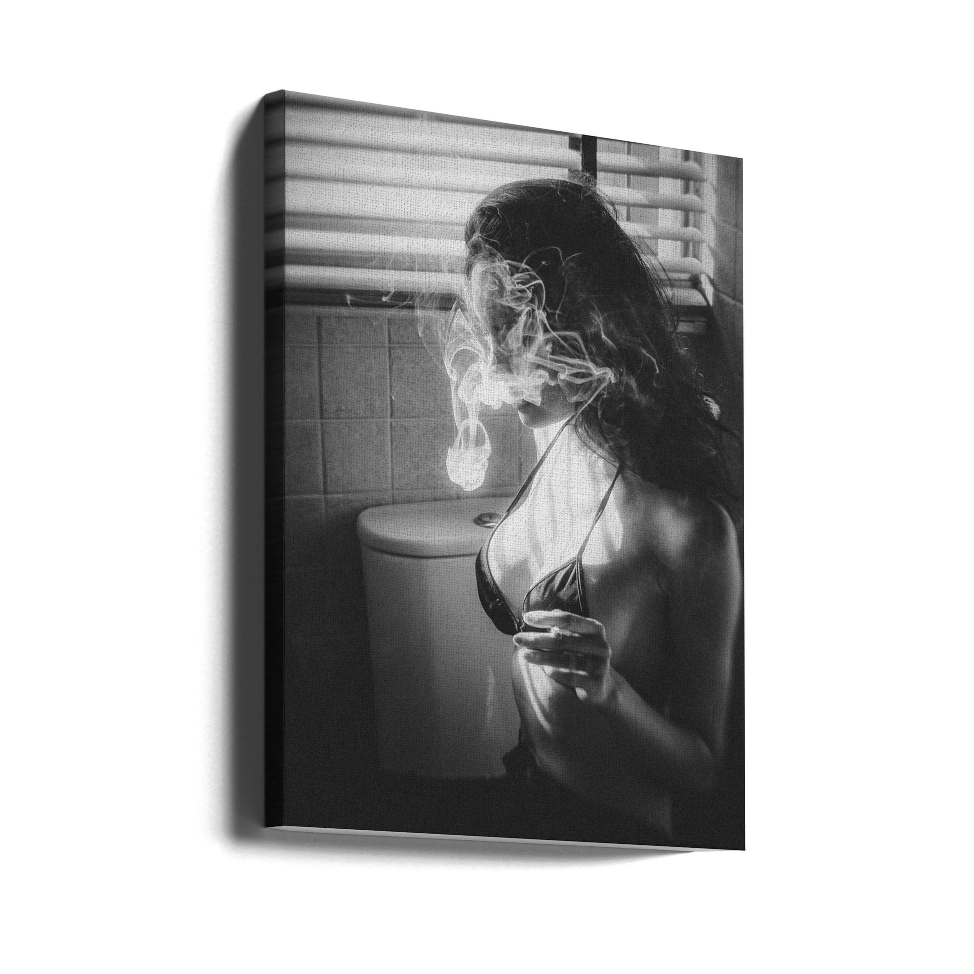 Smoking Woman Portrait by Adirek M | Black White Portrait, Large Canvas Wall Art Print | Artsy Earth