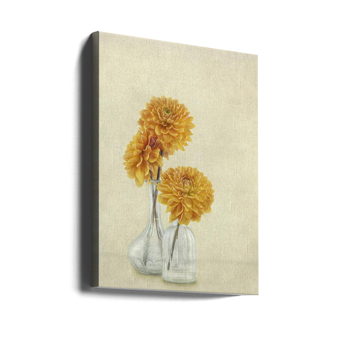 3 Dahlias by Gaille Gray | Floral Still Life, Large Canvas Wall Art Print | Artsy Earth