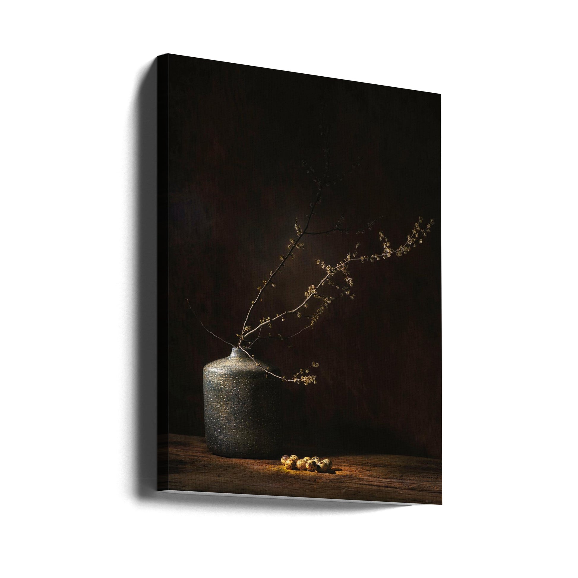 Still life with blossom and eggs by Saskia Dingemans | Rustic Floral Still Life, Large Canvas Wall Art Print | Artsy Earth