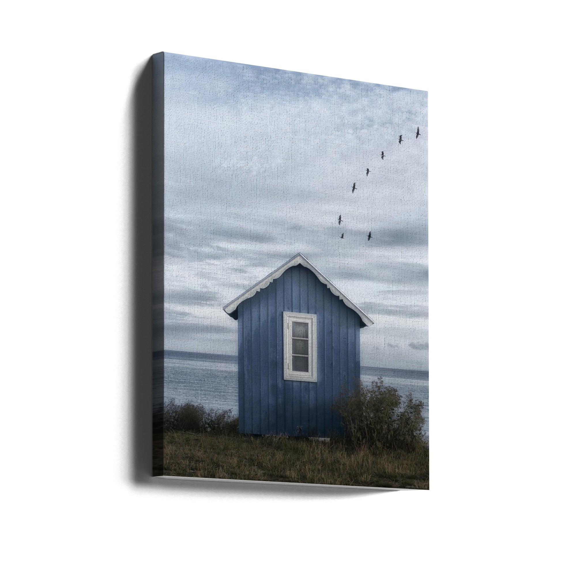 Beach Hut Denmark by Lotte Grønkjær | Windy Beach Architecture, Large Canvas Wall Art Print | Artsy Earth