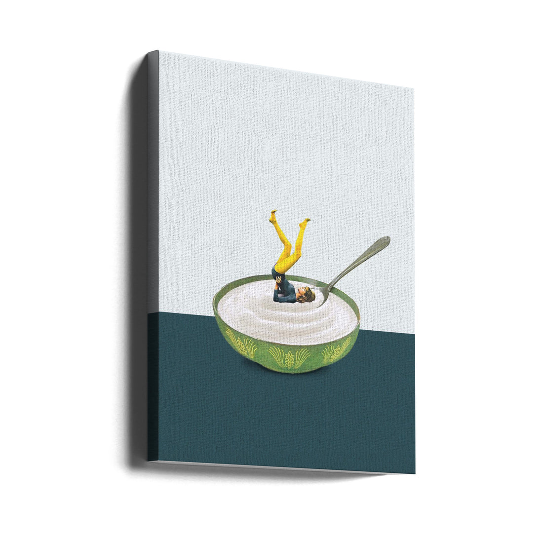 Yoga in my yogurt by Maarten Léon | Surreal Food Portrait, Large Canvas Wall Art Print | Artsy Earth