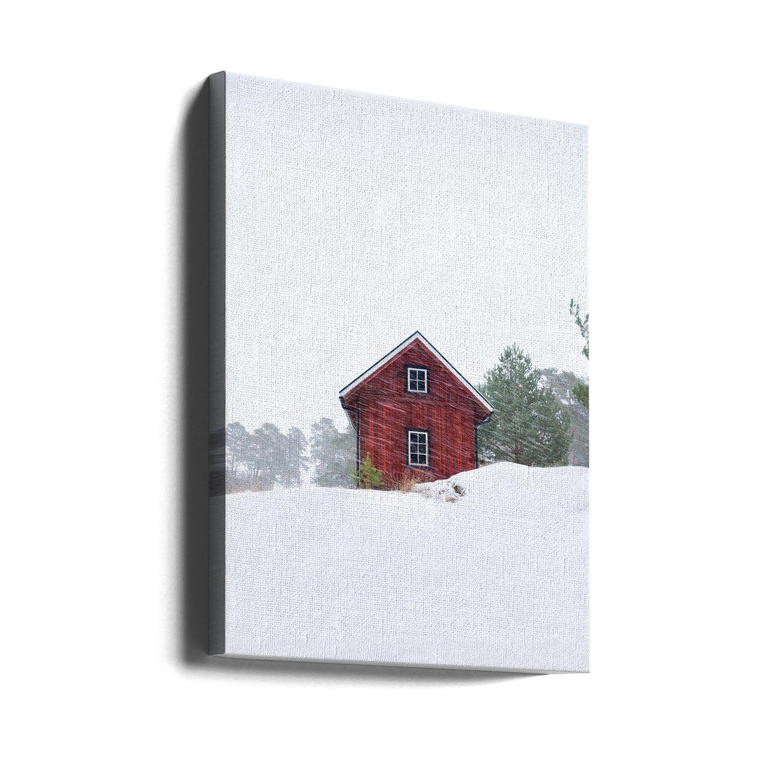 Old red house during snowstorm by Christian Lindsten | Winter Storm Landscape, Large Canvas Wall Art Print | Artsy Earth