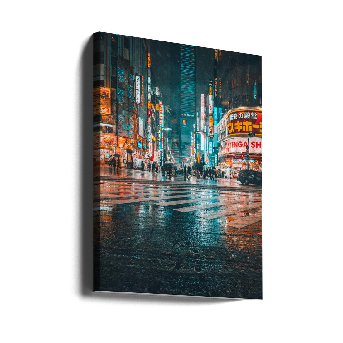 On the street by Murakyami Daichi | Rainy Tokyo Night, Large Canvas Wall Art Print | Artsy Earth