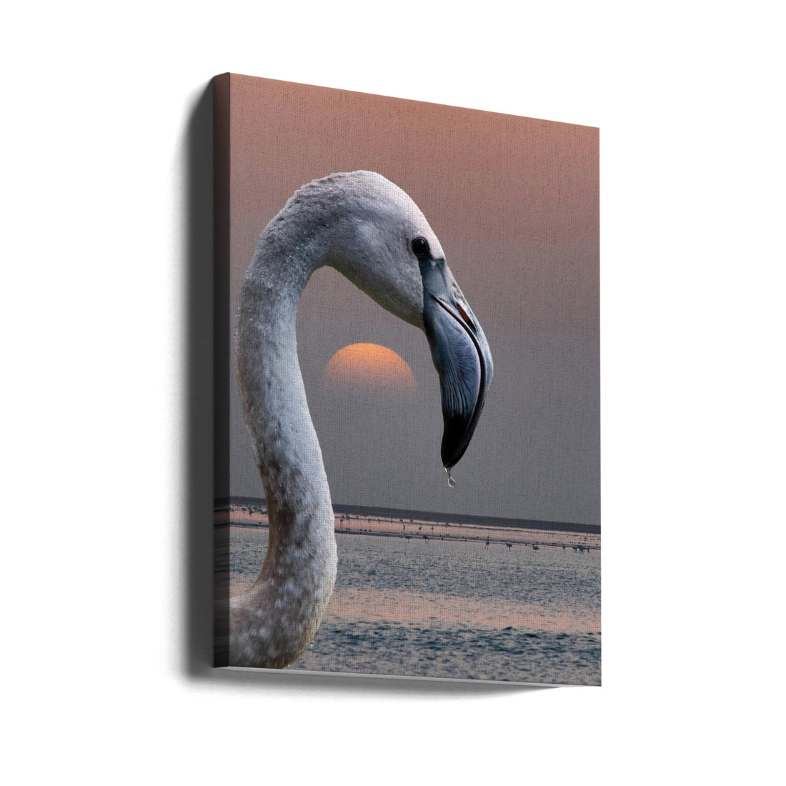 Sunset Flamingo World by Mathilde Guillemot | Ocean Sunset Flamingos, Large Canvas Wall Art Print | Artsy Earth