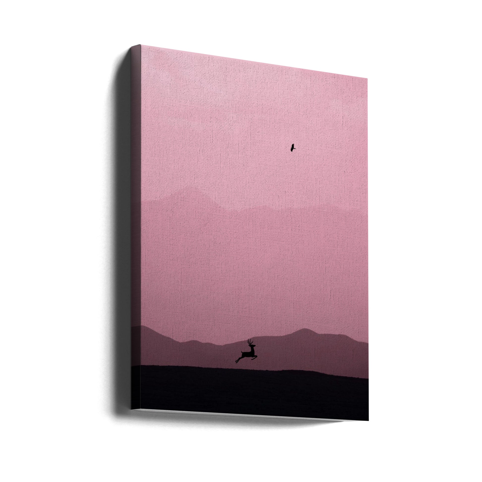 Leaping Antelope Art by Xiaopeng Guan | Pink Creative Animal, Large Canvas Wall Art Print | Artsy Earth