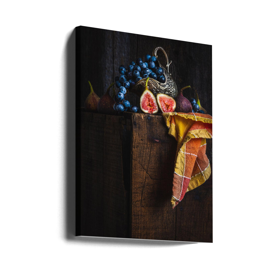 Figs on a Crate by Alan Shapiro | Dark Still Life, Large Canvas Wall Art Print | Artsy Earth