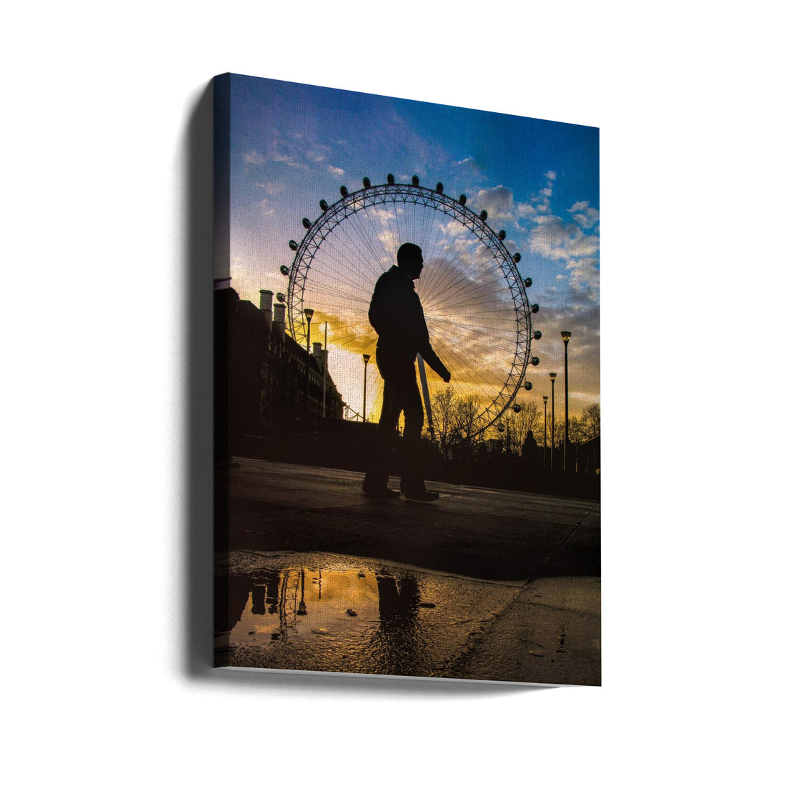 London Eye by Khoshro Creativeartsolution | Morning Reflection Silhouette, Large Canvas Wall Art Print | Artsy Earth