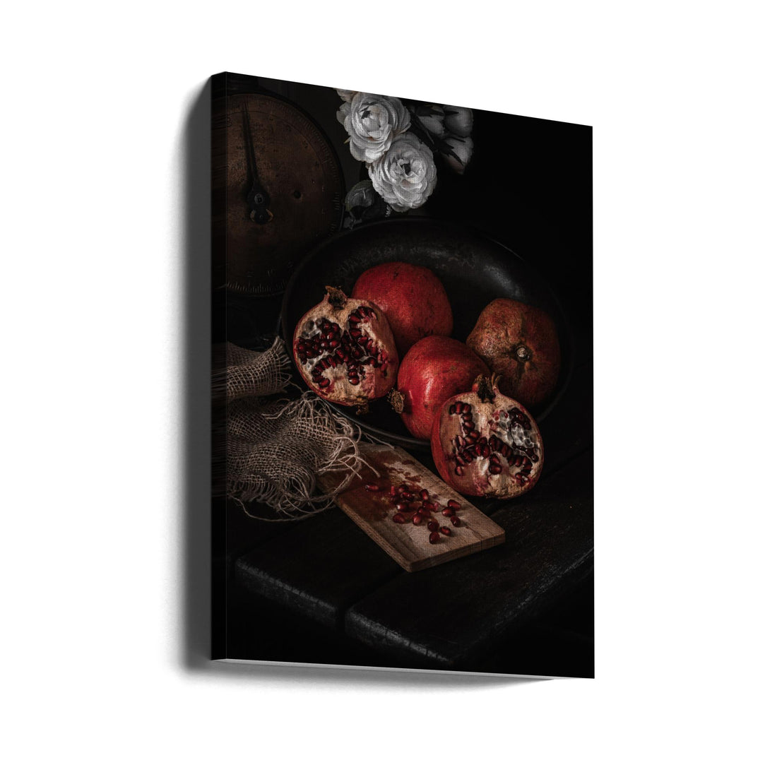 Dark Pomegranate Still Life by Enrico Sottocorna | Low Key Food Photography, Large Canvas Wall Art Print | Artsy Earth