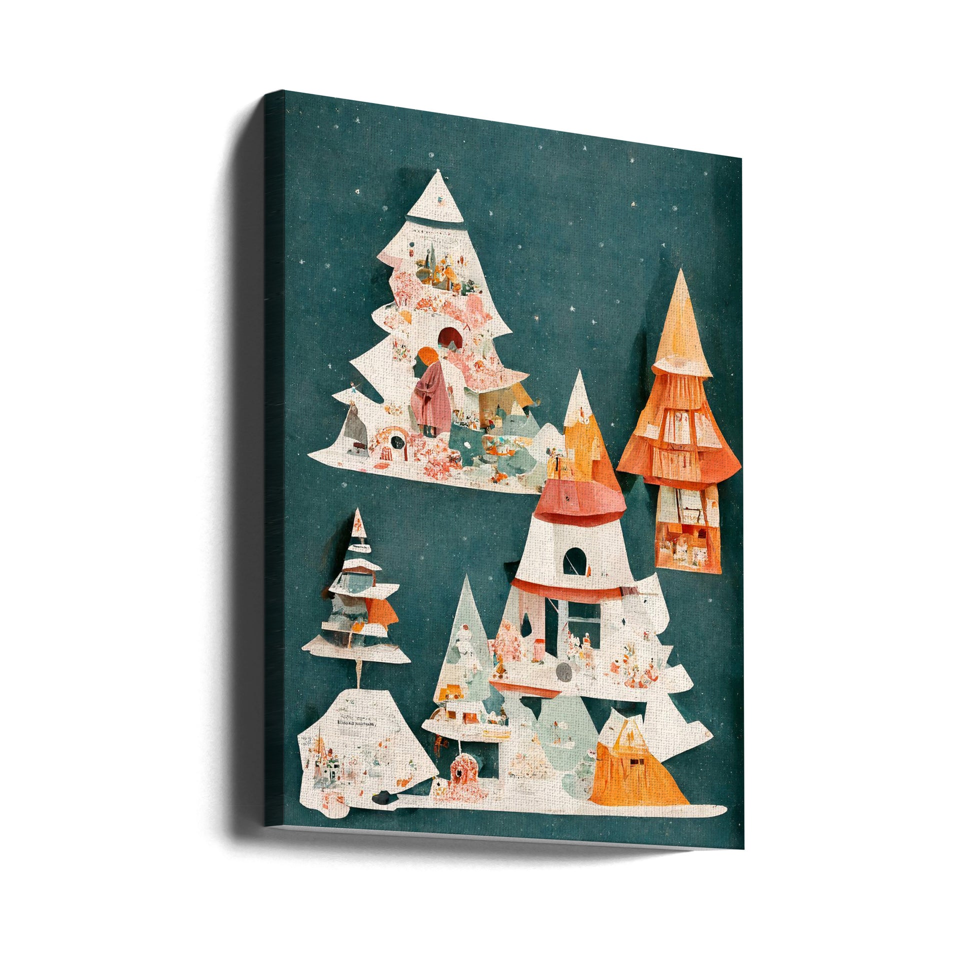 A Paper Village by Treechild | Paper Christmas Village, Large Canvas Wall Art Print | Artsy Earth