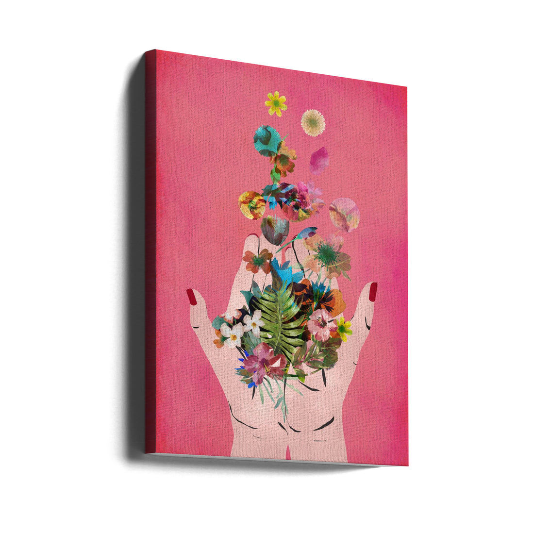 Frida's Hands Pink by Treechild | Floral Botanical Illustration, Large Canvas Wall Art Print | Artsy Earth