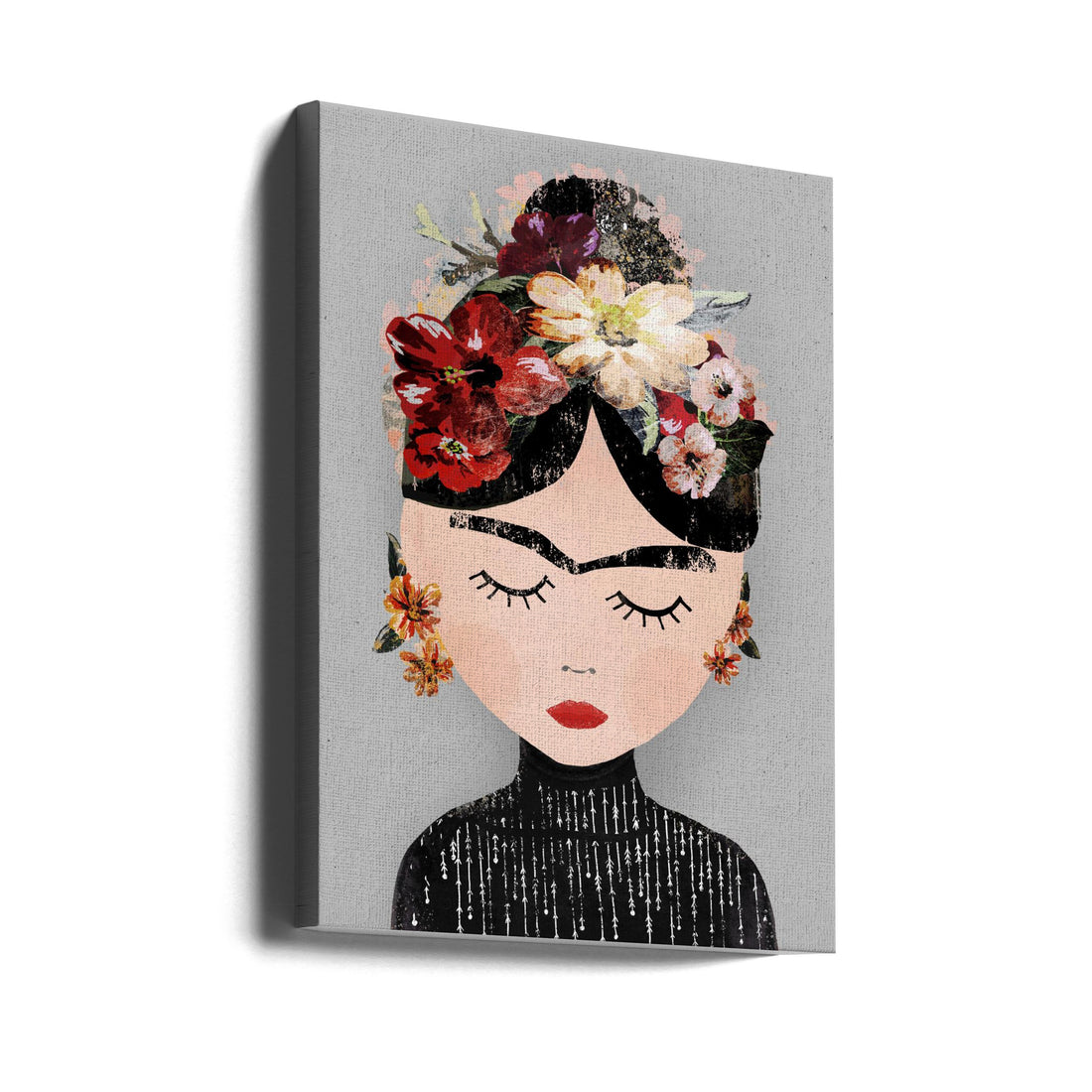 Frida Portrait by Treechild | Floral Portrait Illustration, Large Canvas Wall Art Print | Artsy Earth