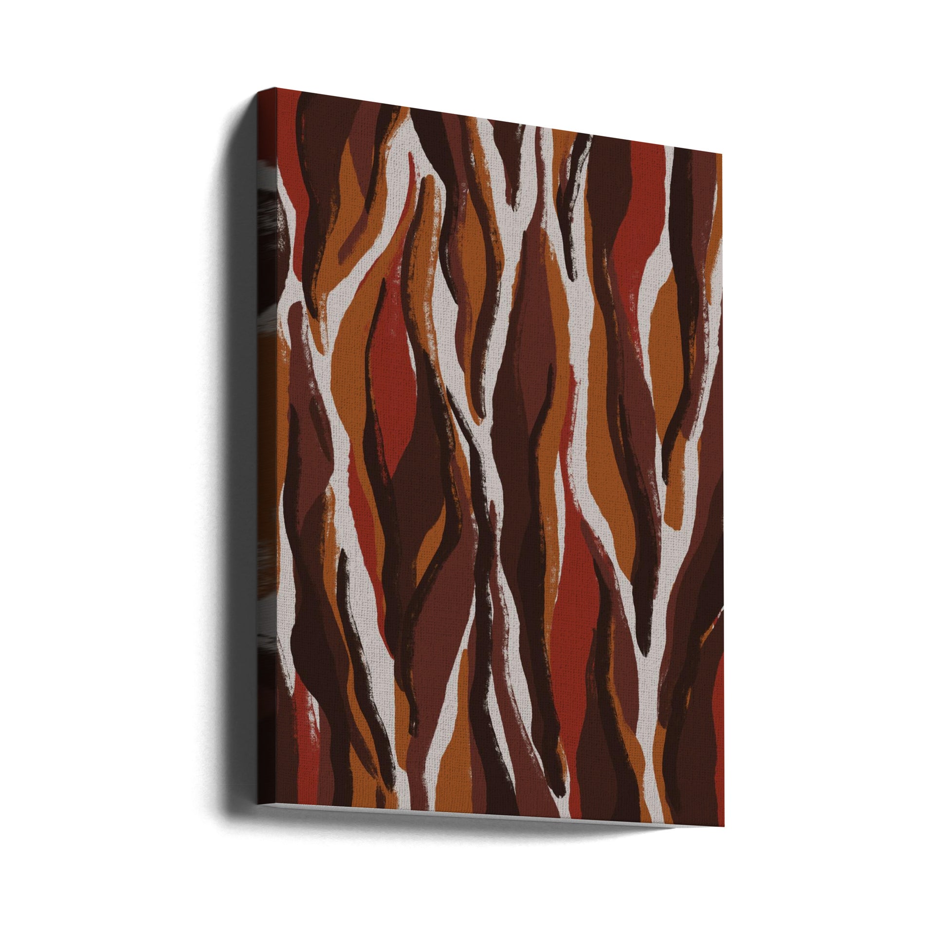 Earthy Tiger Pattern by Treechild | Painted Abstract Stripes, Large Canvas Wall Art Print | Artsy Earth