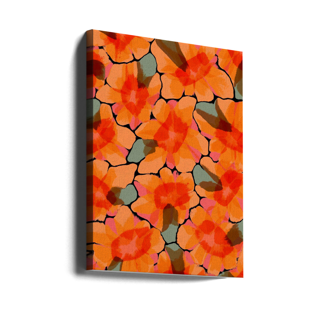 Orange Big Flowers by Treechild | Floral Botanical Pattern, Large Canvas Wall Art Print | Artsy Earth