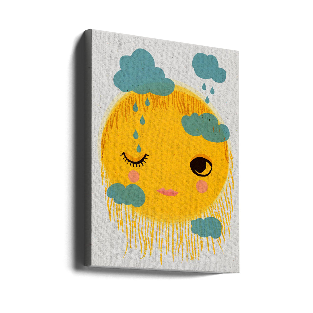 Sun And Rain by Treechild | Cute Rain Illustration, Large Canvas Wall Art Print | Artsy Earth