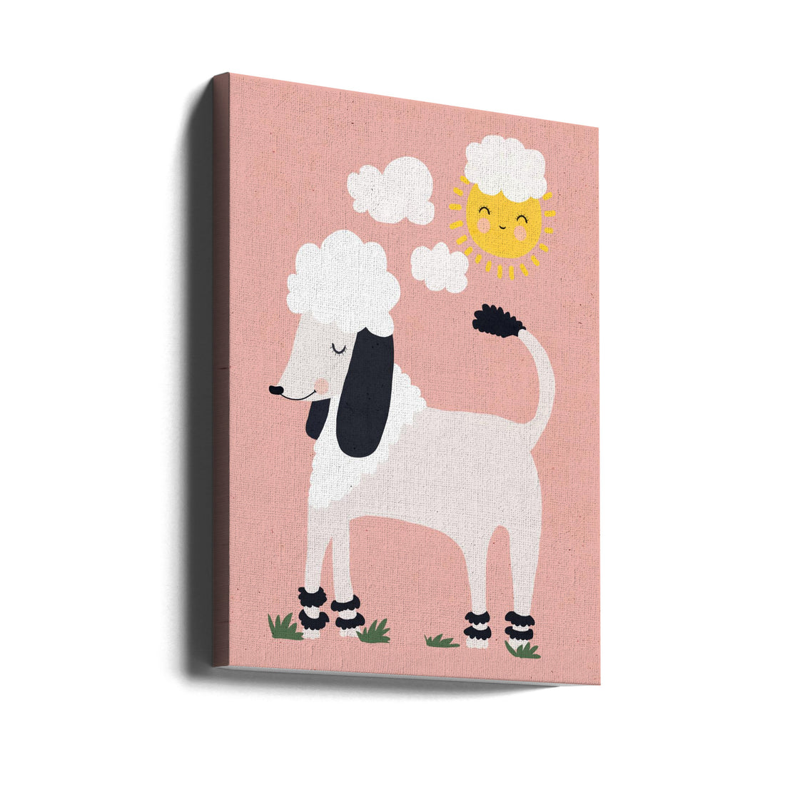 Happy Poodle by Treechild | Cute Dog Illustration, Large Canvas Wall Art Print | Artsy Earth