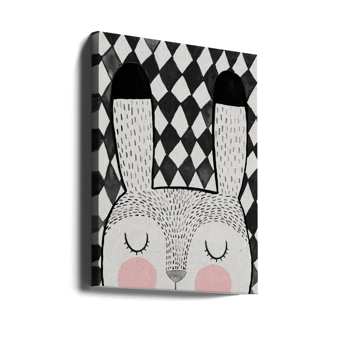 Sleeping Bunny by Treechild | Cute Nursery Illustration, Large Canvas Wall Art Print | Artsy Earth