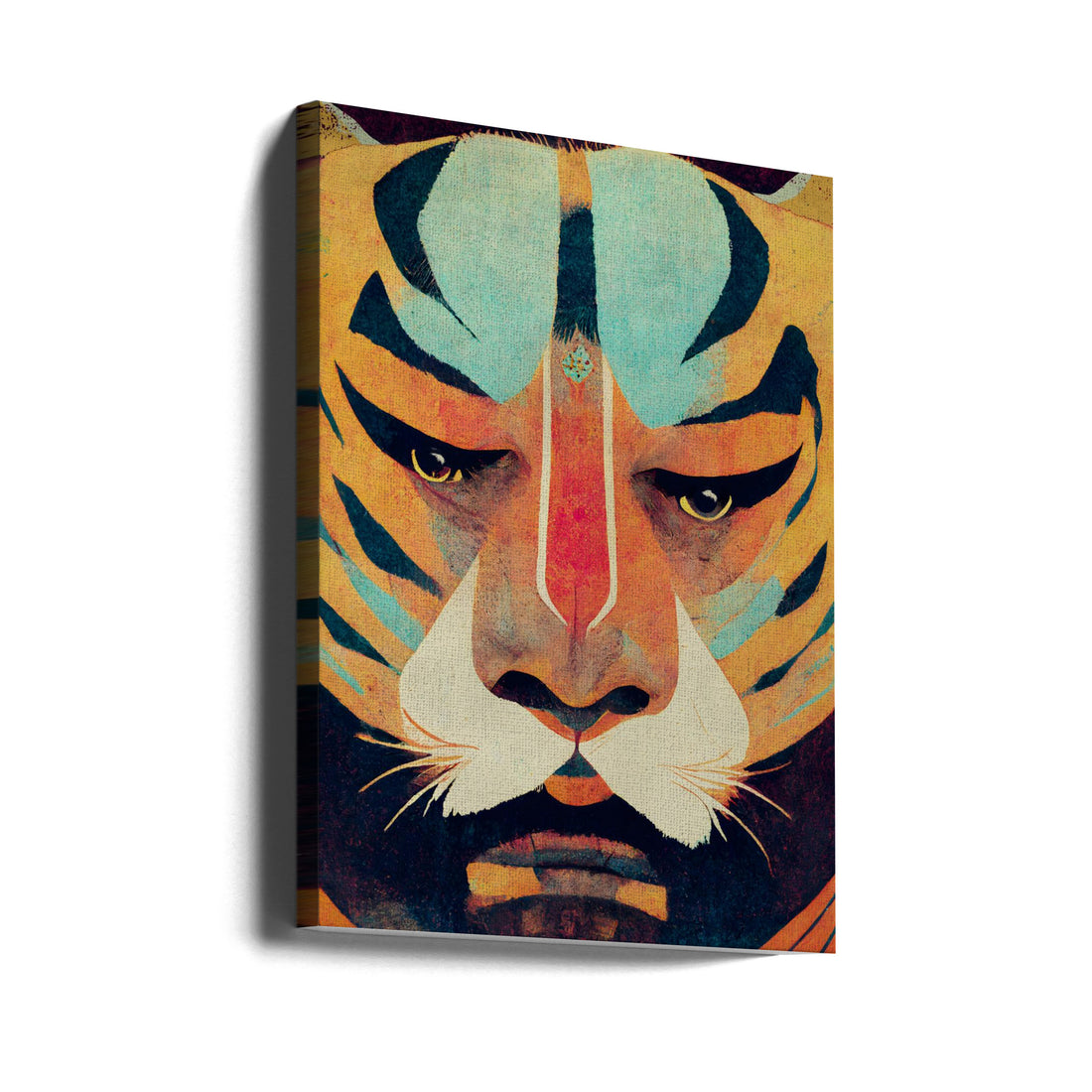 Strong Tiger by Treechild | Vintage Tiger Portrait, Large Canvas Wall Art Print | Artsy Earth