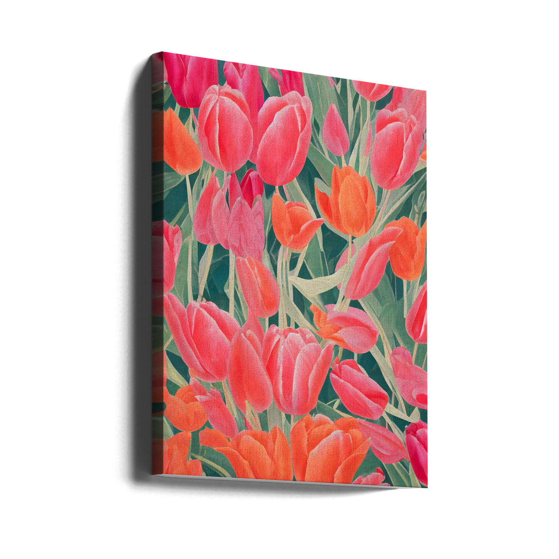 Pink Tulips by Treechild | Fresh Floral Botanical, Large Canvas Wall Art Print | Artsy Earth