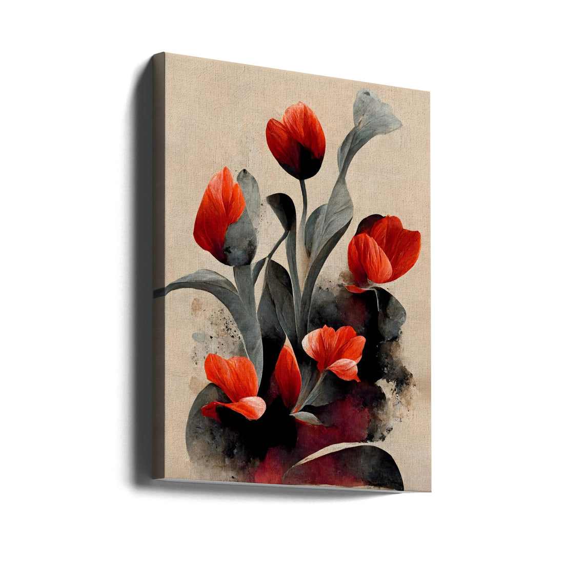 Red Tulips by Treechild | Abstract Floral Botanical, Large Canvas Wall Art Print | Artsy Earth