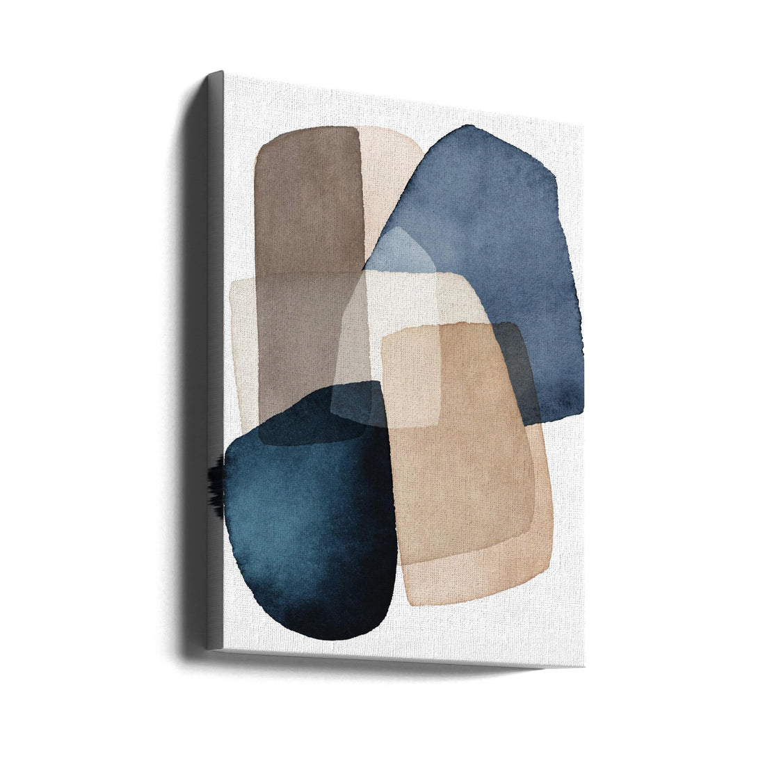 Blue Brown Blocks by Kathrin Pienaar | Geometric Abstract Watercolor, Large Canvas Wall Art Print | Artsy Earth