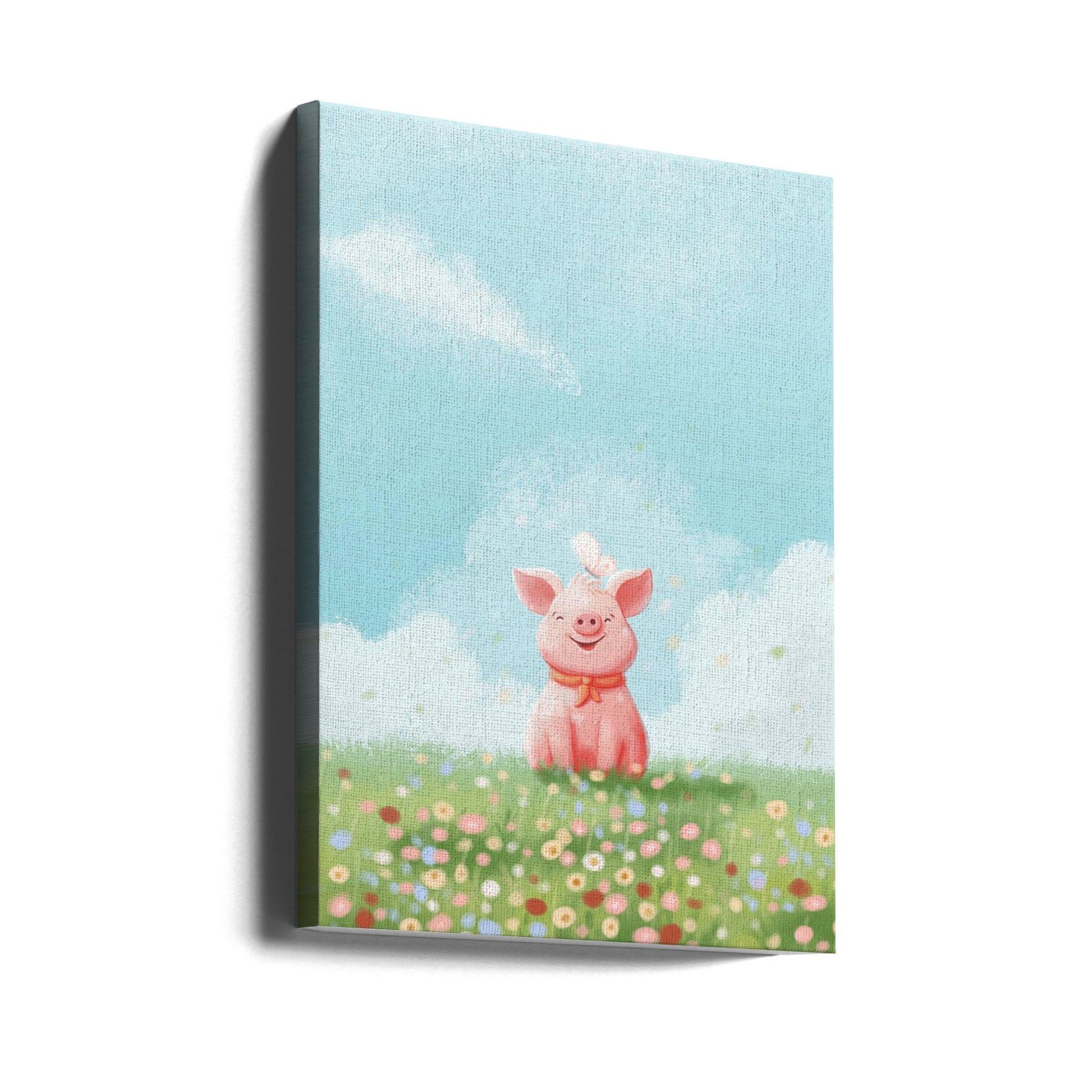 Cute Pig by Xuan Thai | Painted Animal Illustration, Large Canvas Wall Art Print | Artsy Earth