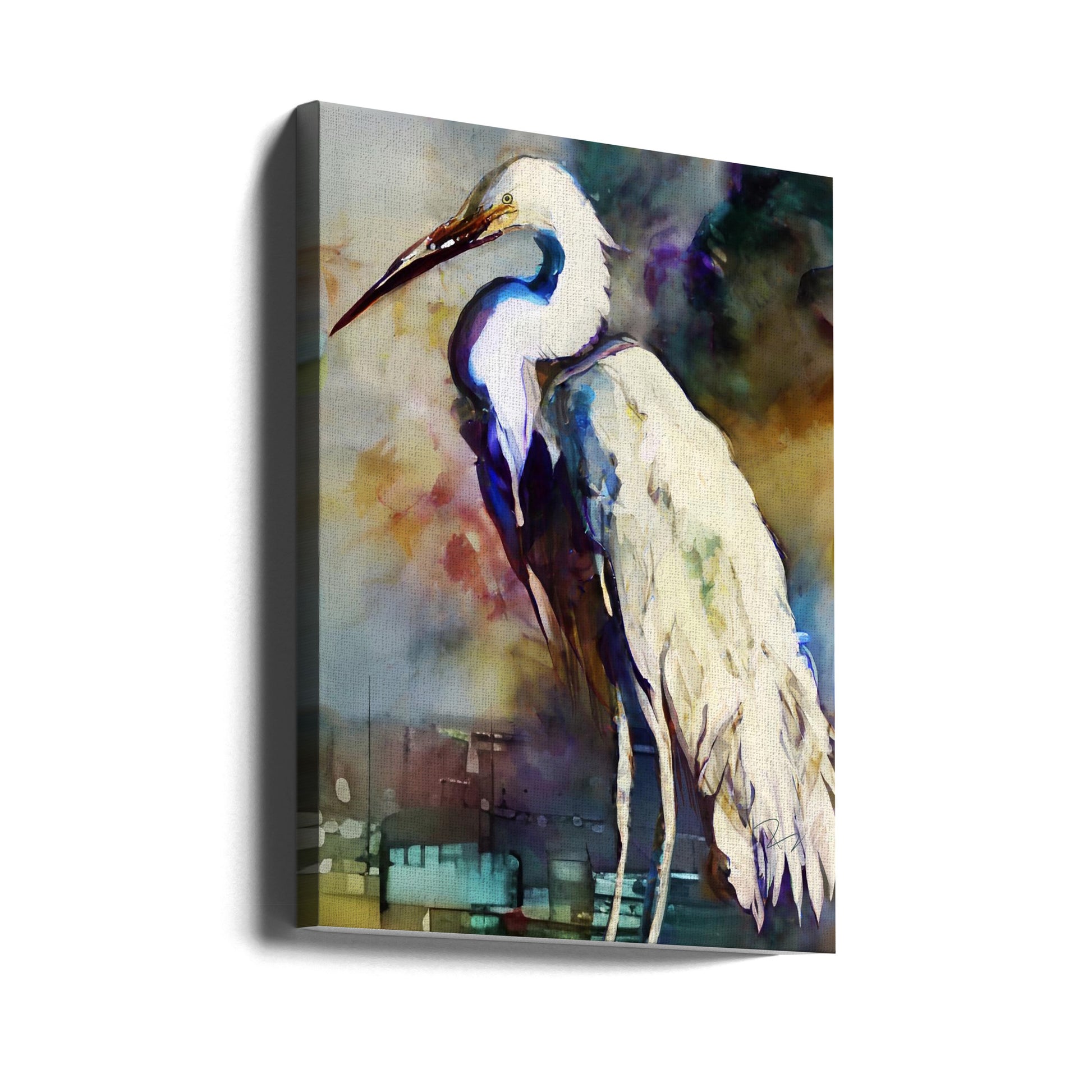 Egret After the Storm by Ruth Day | Watercolor Wildlife Illustration, Large Canvas Wall Art Print | Artsy Earth