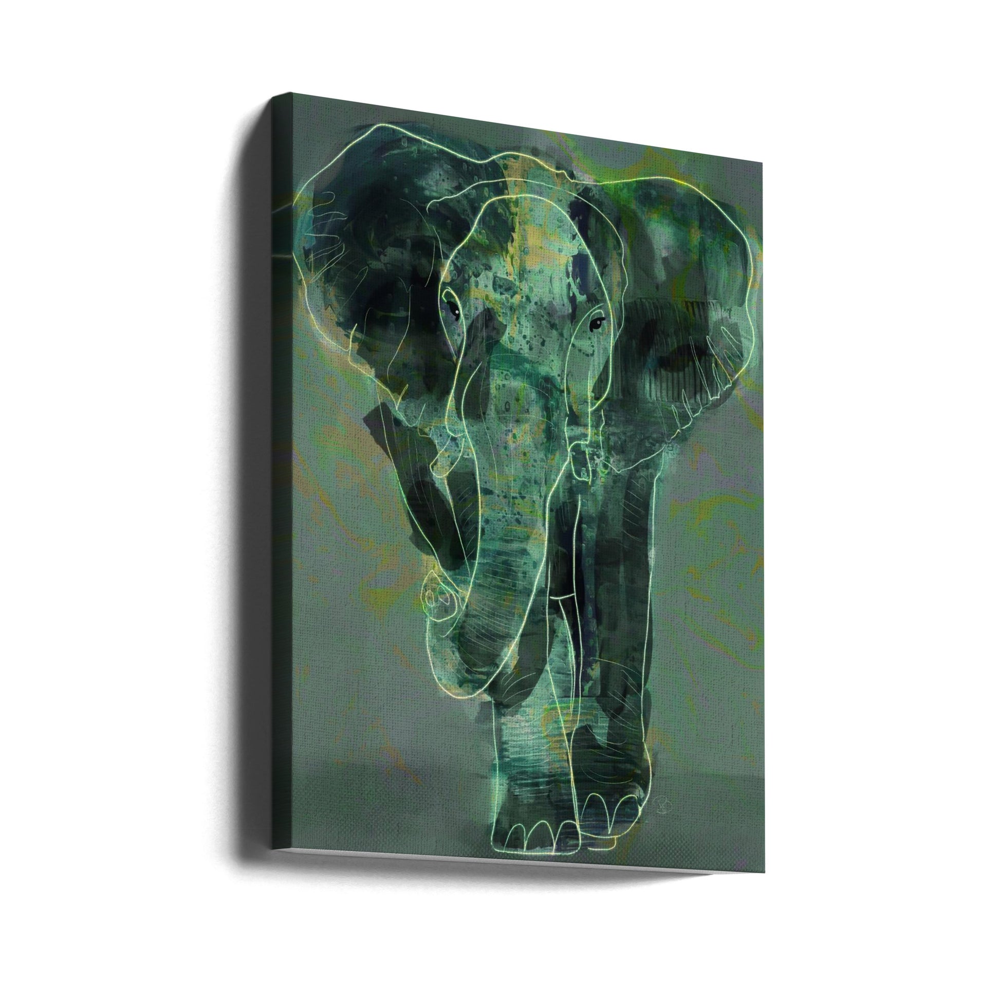 Teal Elephant by Ruth Day | Abstract Animal Painting, Large Canvas Wall Art Print | Artsy Earth