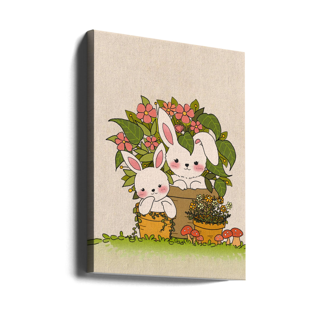 Couple Bunny by Xuan Thai | Cute Animal Illustration, Large Canvas Wall Art Print | Artsy Earth