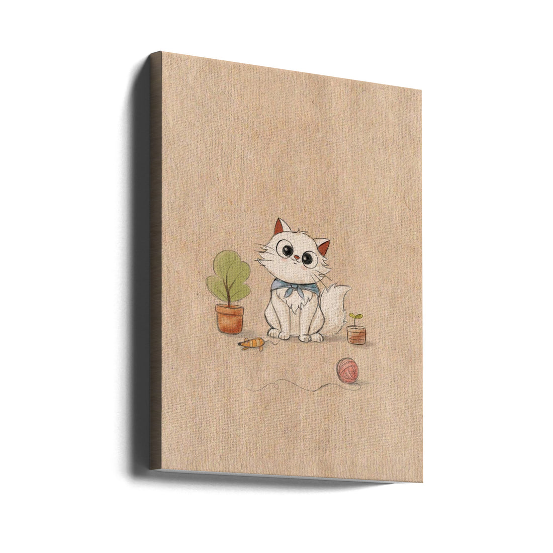 Kawaii Cat by Xuan Thai | Cute Pet Illustration, Large Canvas Wall Art Print | Artsy Earth