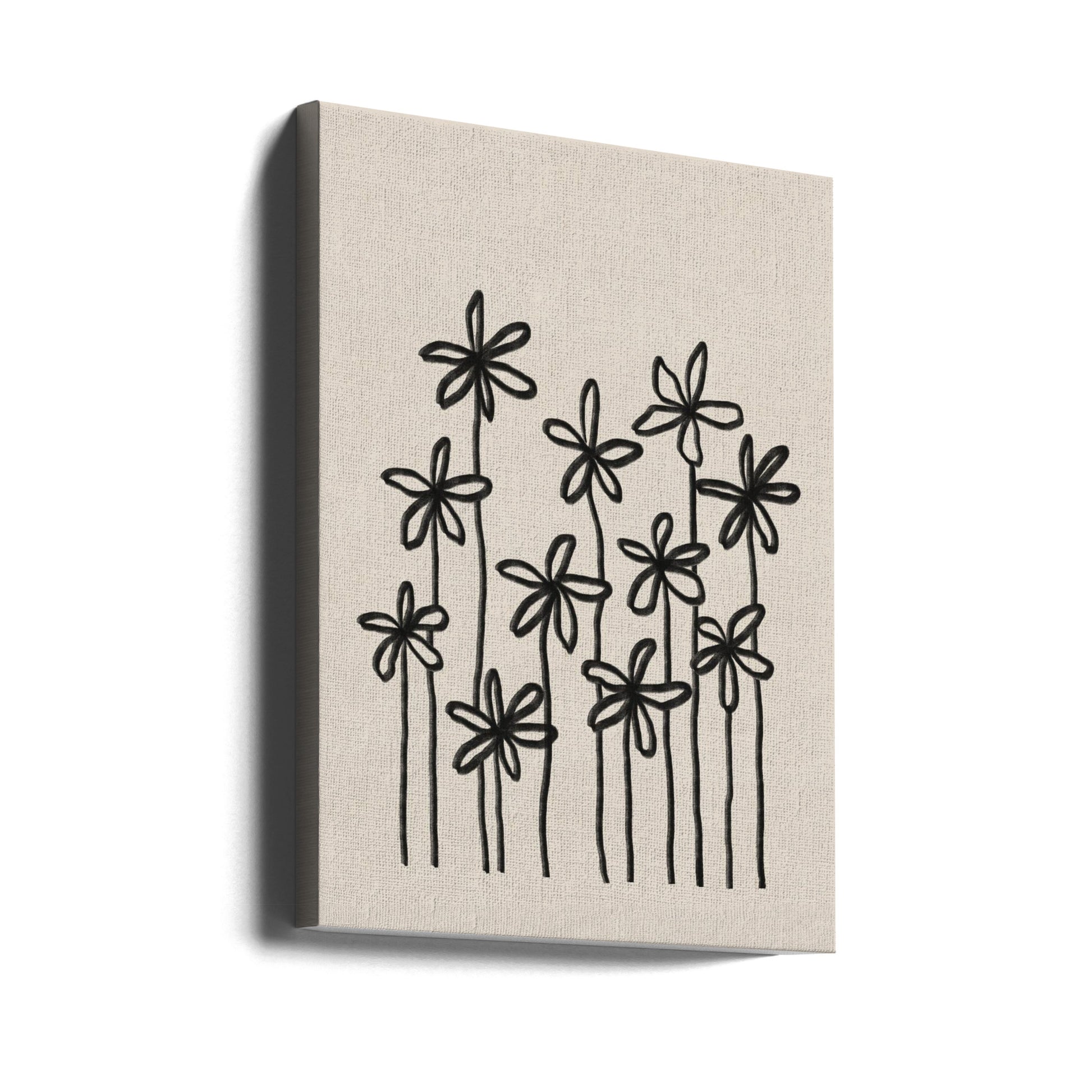 A Field Of Flowers by Alisa Galitsyna | Minimalist Botanical Drawing, Large Canvas Wall Art Print | Artsy Earth