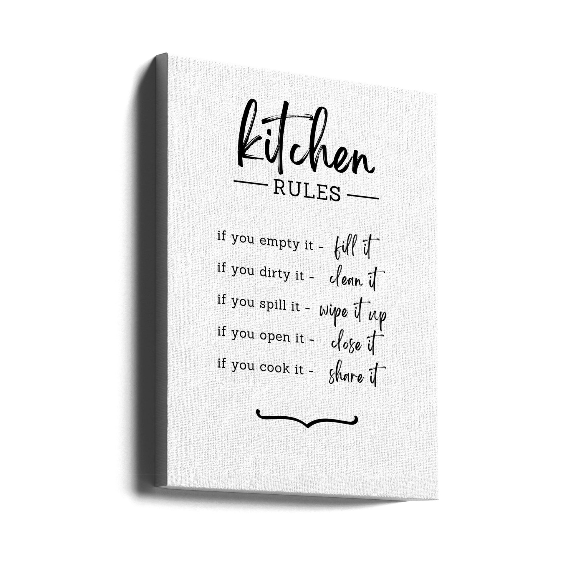 Kitchen Rules by Kristina N. | Kitchen Wall Typography, Large Canvas Wall Art Print | Artsy Earth