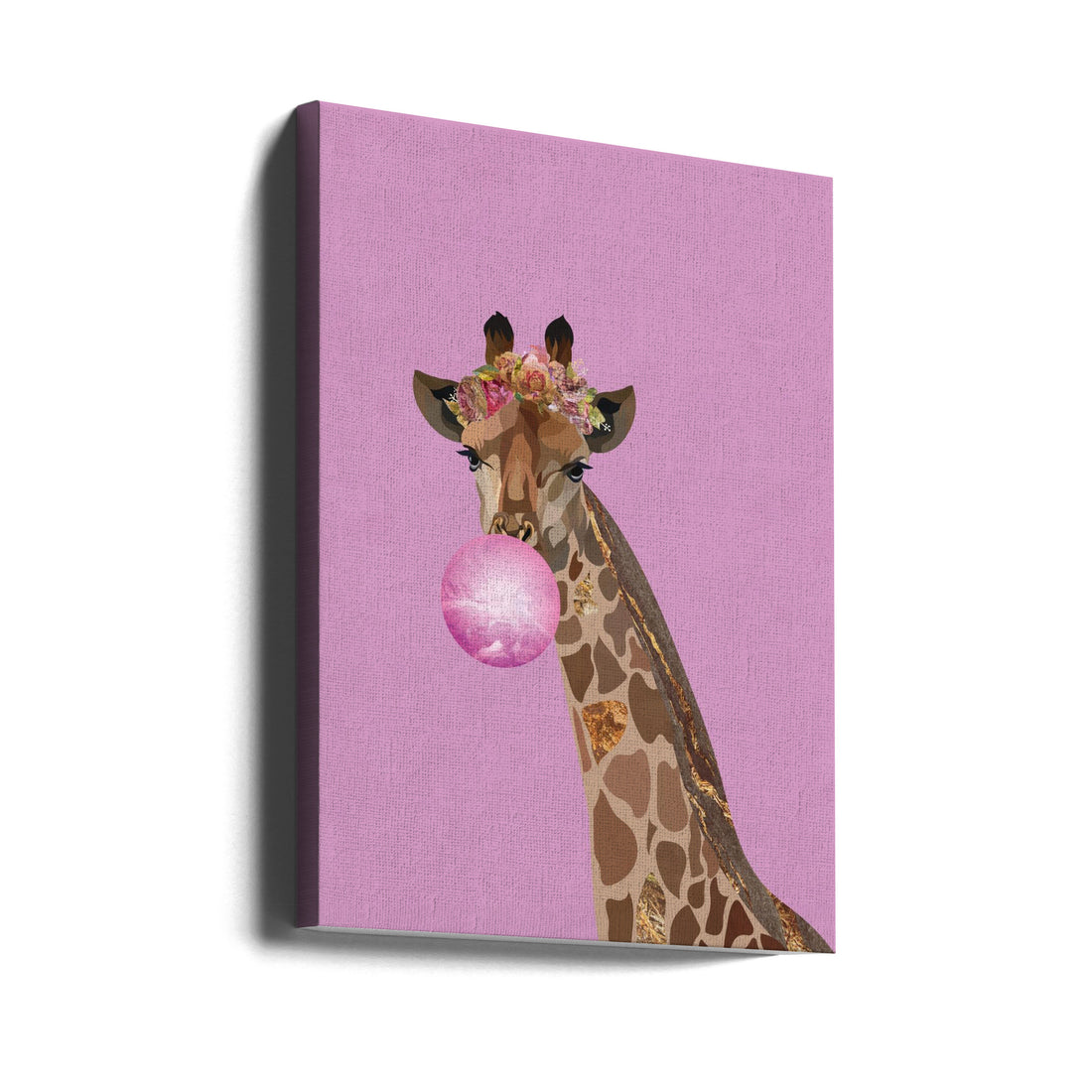 Giraffe Pink Bubblegum by Sarah Manovski | Animal Portrait Illustration, Large Canvas Wall Art Print | Artsy Earth