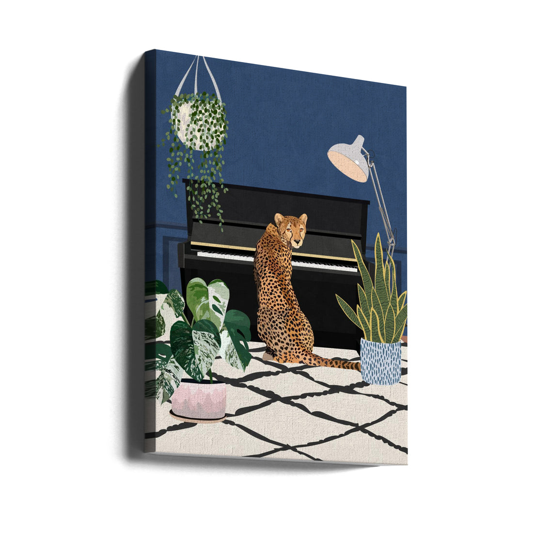 Cheetah Playing Piano by Sarah Manovski | Animal Music Illustration, Large Canvas Wall Art Print | Artsy Earth