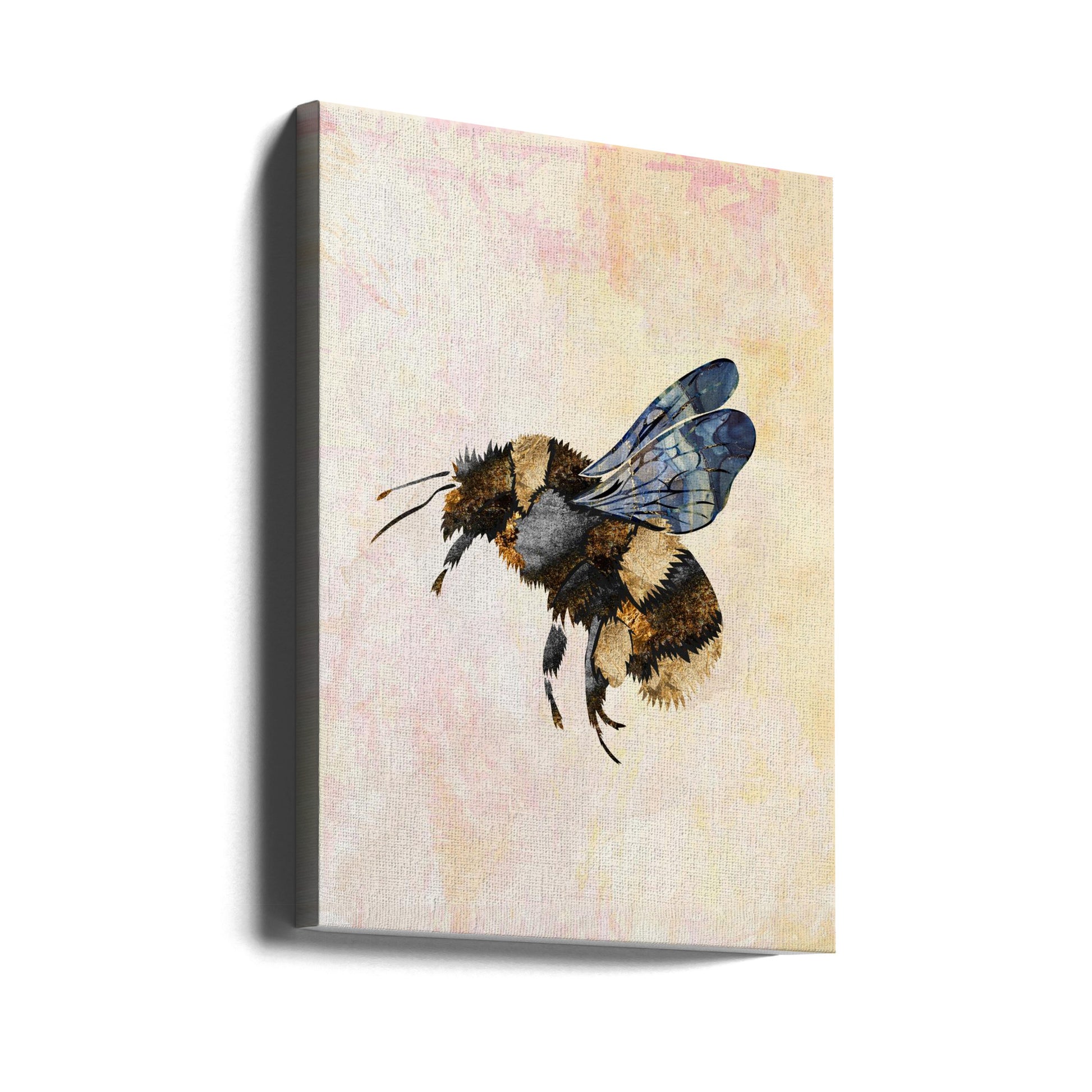 Grunge Watercolour Bee by Sarah Manovski | Rustic Insect Illustration, Large Canvas Wall Art Print | Artsy Earth