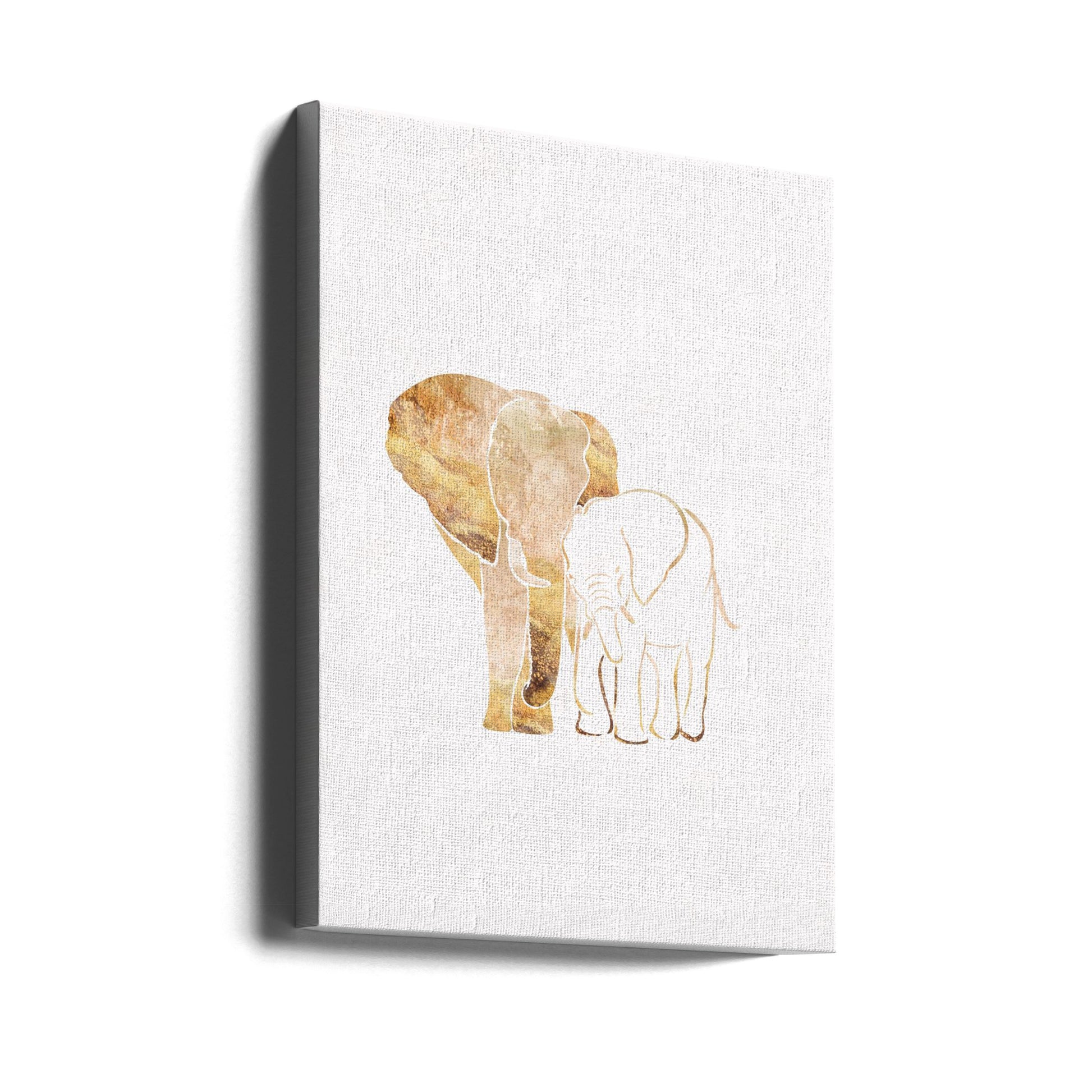 White Gold Elephants by Sarah Manovski | Safari Line Art, Large Canvas Wall Art Print | Artsy Earth