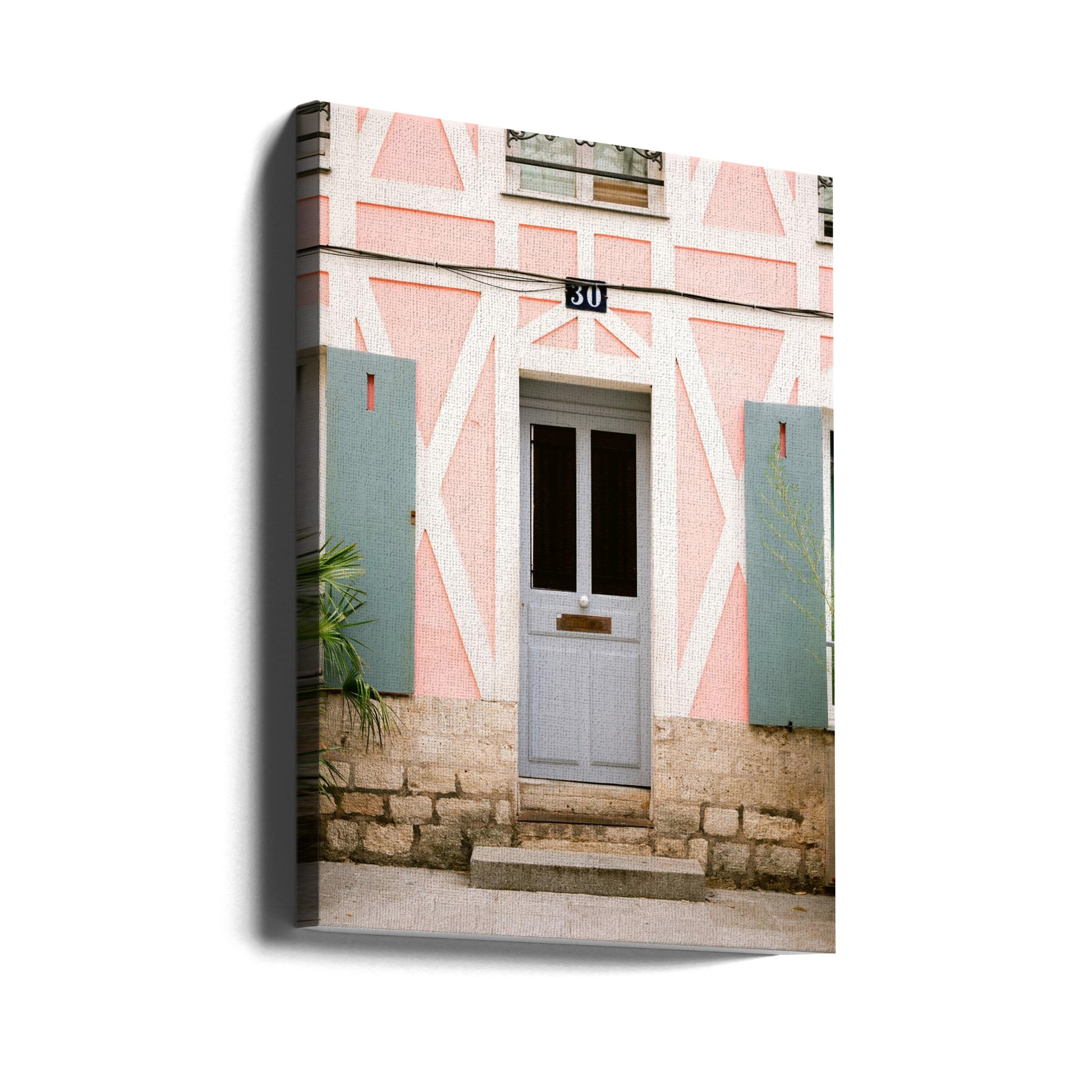 Paris Colorful House by Raisa Zwart | Urban Architecture Entrance, Large Canvas Wall Art Print | Artsy Earth