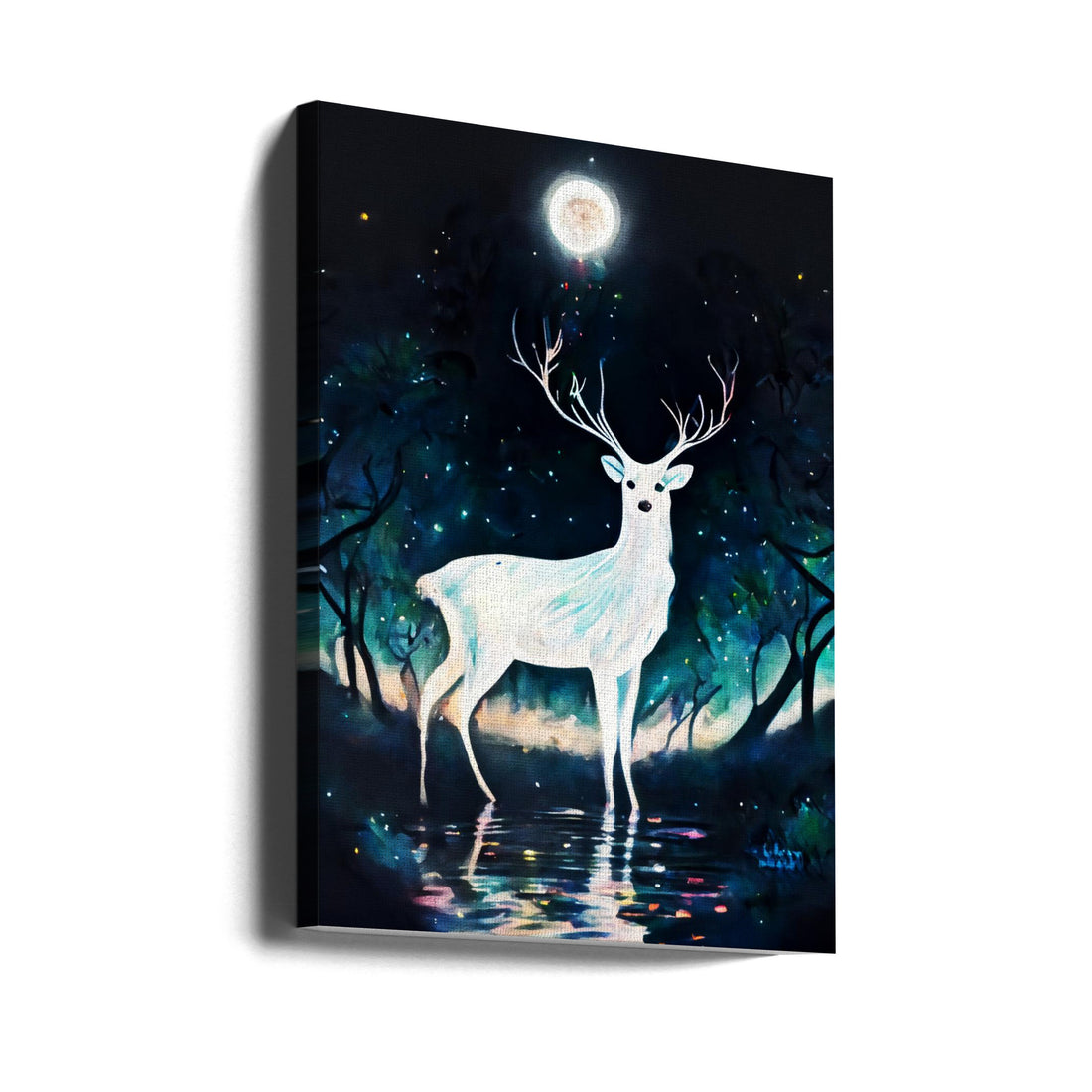 Paint Deer by Muh Asdar | Colorful Forest Animal, Large Canvas Wall Art Print | Artsy Earth