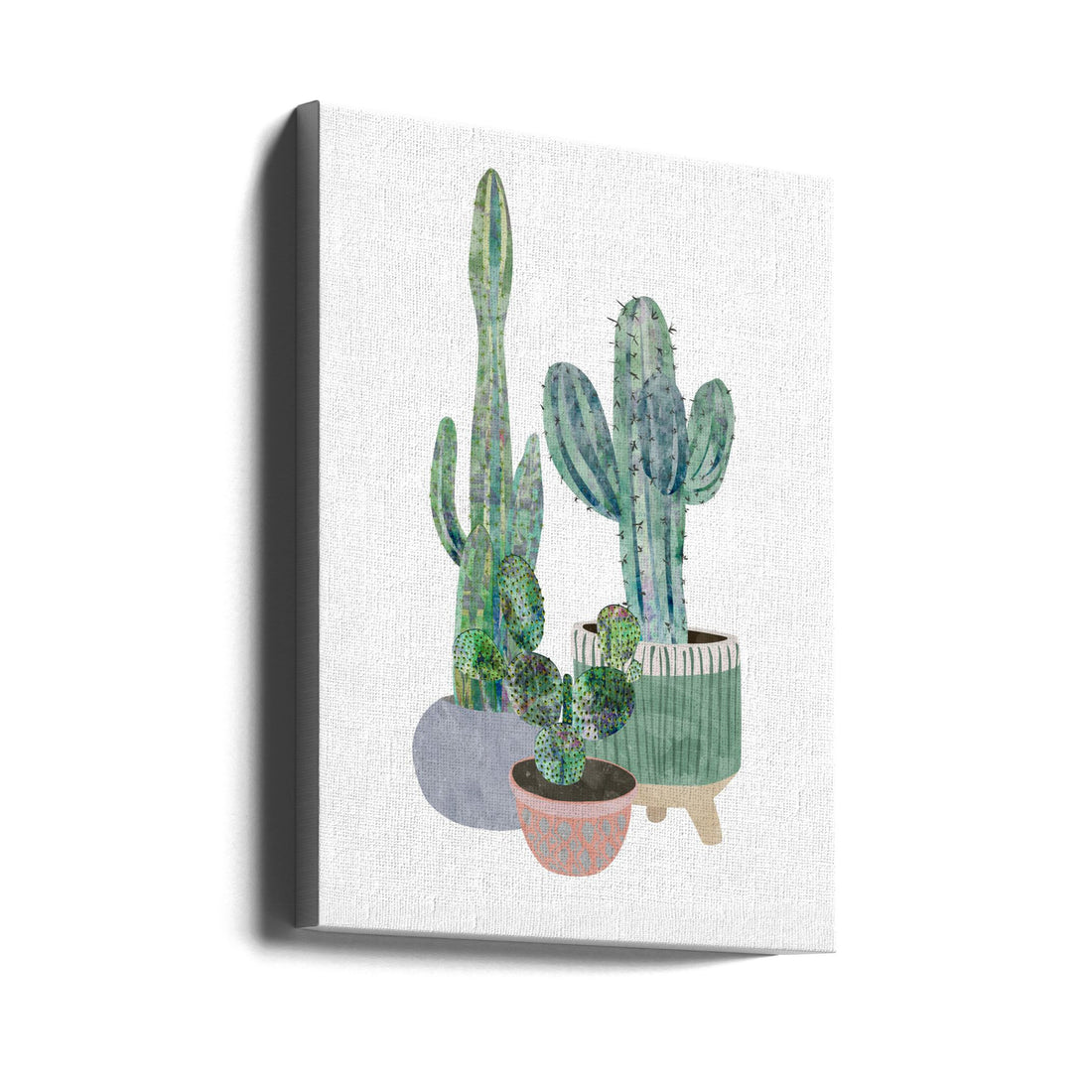 Scandi Japandi Cactus trio by Sarah Manovski | Botanical Studio Plants, Large Canvas Wall Art Print | Artsy Earth