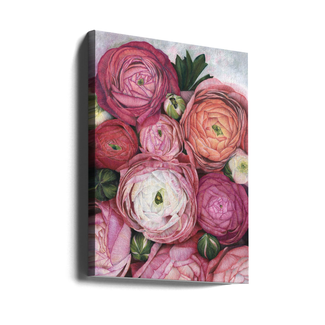 Arleth ranunculus bouquet by Rosana Laiz Blursbyai | Pink Floral Botanical, Large Canvas Wall Art Print | Artsy Earth