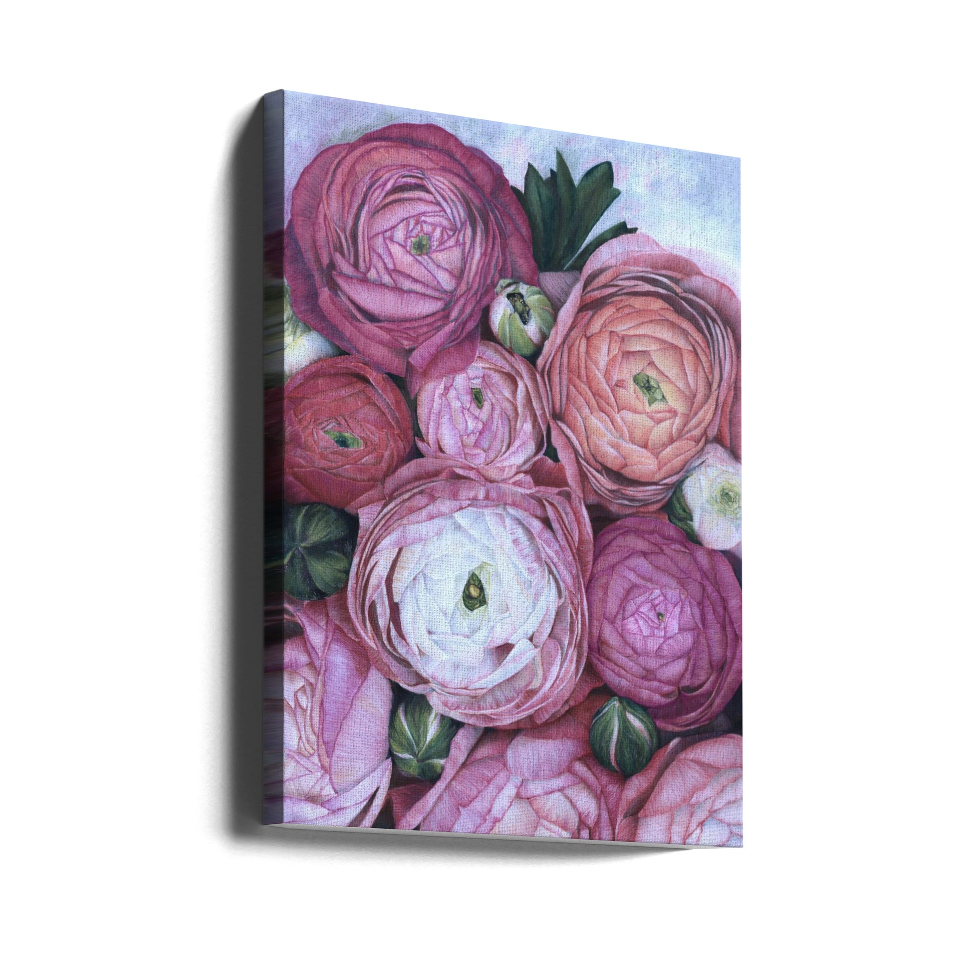 Pink Ranunculus Bouquet by Rosana Laiz Blursbyai | Botanical Floral Art, Large Canvas Wall Art Print | Artsy Earth