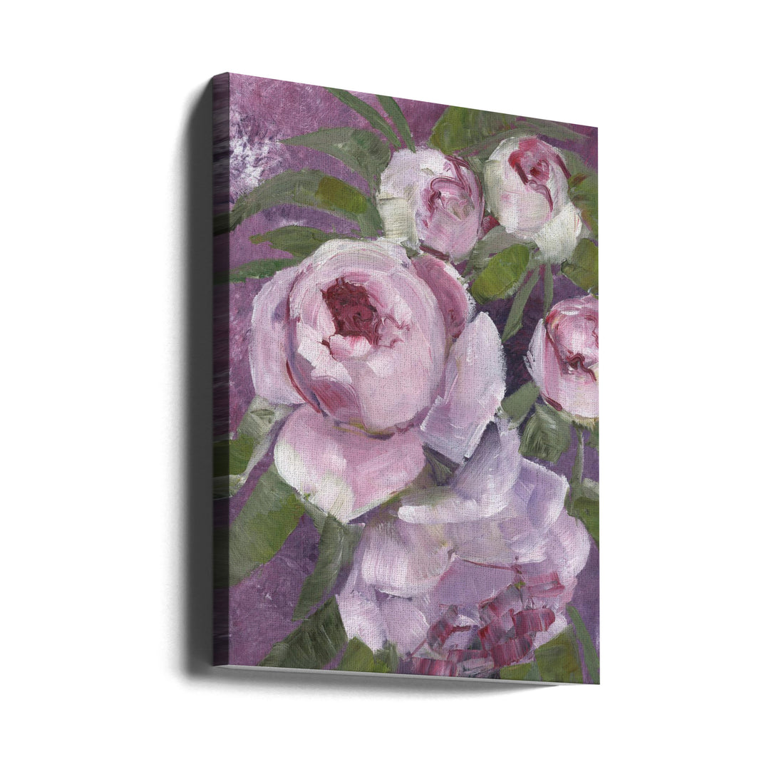 Painterly Pink Roses by Rosana Laiz Blursbyai | Floral Oil Painting, Large Canvas Wall Art Print | Artsy Earth