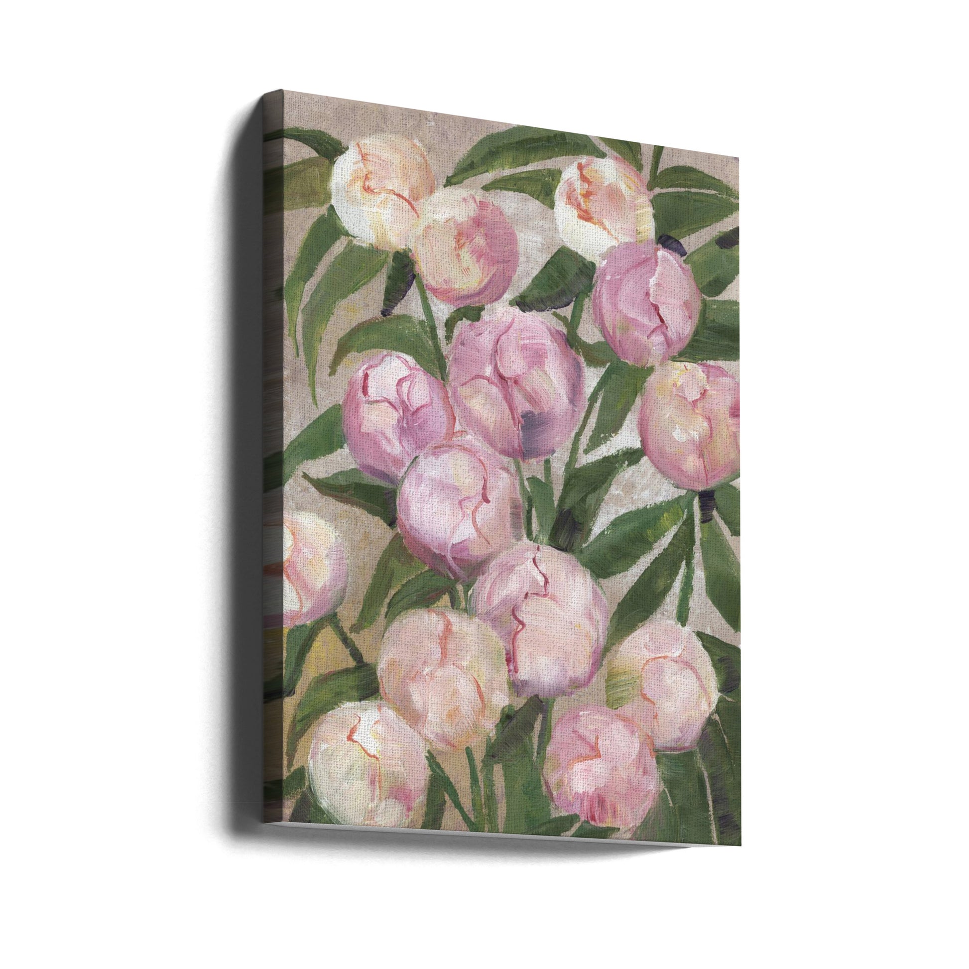 Painterly Peonies by Rosana Laiz Blursbyai | Pink Floral Oil Painting, Large Canvas Wall Art Print | Artsy Earth