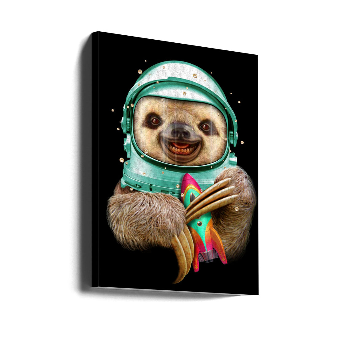 Space Sloth by Adam Lawless | Astronaut Animal Portrait, Large Canvas Wall Art Print | Artsy Earth