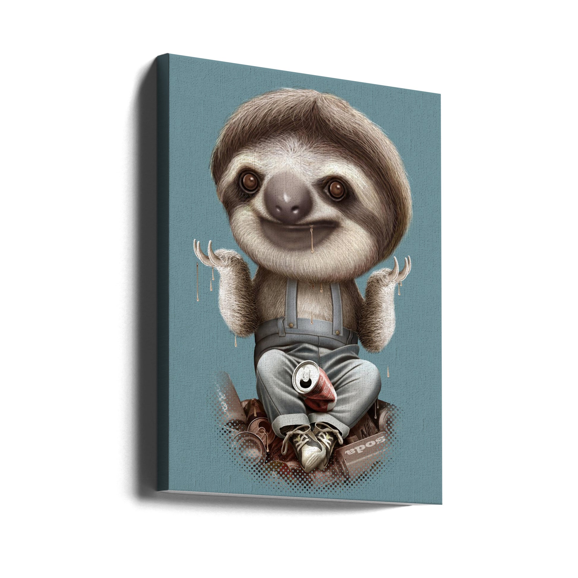 SLOTH DON'T CARE by Adam Lawless | Funny Animal Portrait, Large Canvas Wall Art Print | Artsy Earth