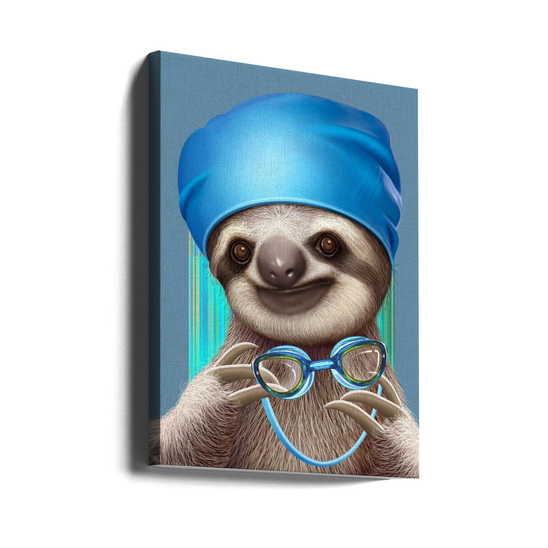 Sloth with Goggles by Adam Lawless | Funny Animal Portrait, Large Canvas Wall Art Print | Artsy Earth