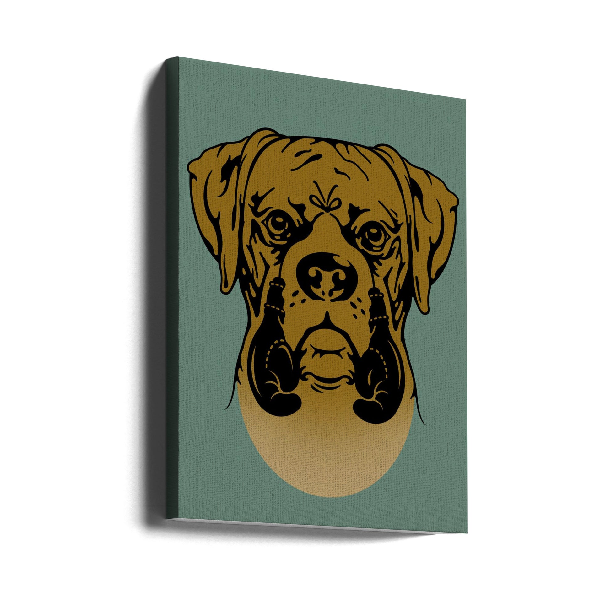 Boxing Dog Portrait by Adam Lawless | Funny Pet Fighter, Large Canvas Wall Art Print | Artsy Earth